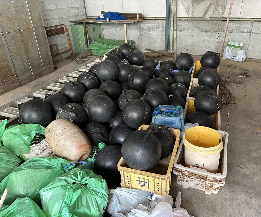 南伊勢町内で回収された漁網・ロープ・海洋プラスチック(廃漁具)の画像